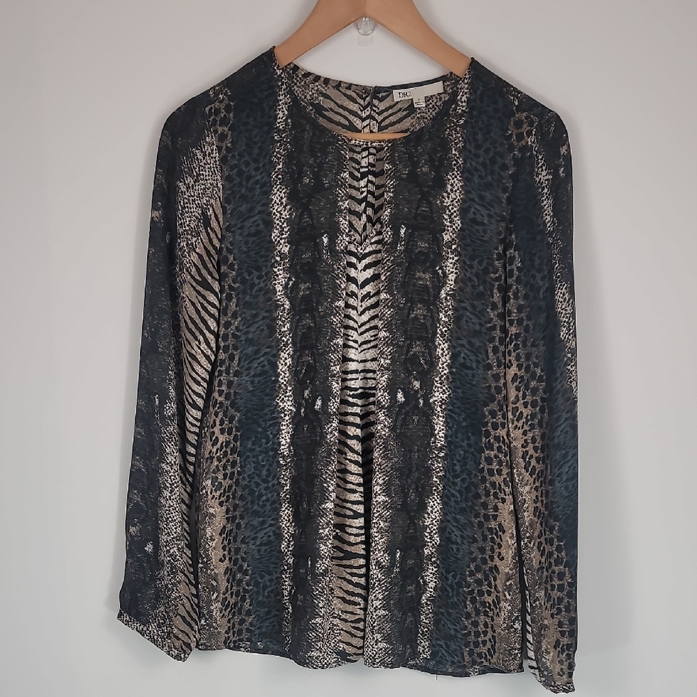 DR2 Black and Gray Animal Print Blouse